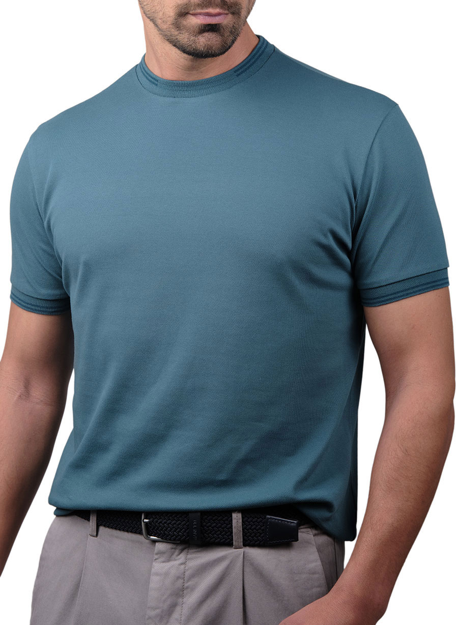 Ανδρικό Piquet tshirt Manetti casual petrol green