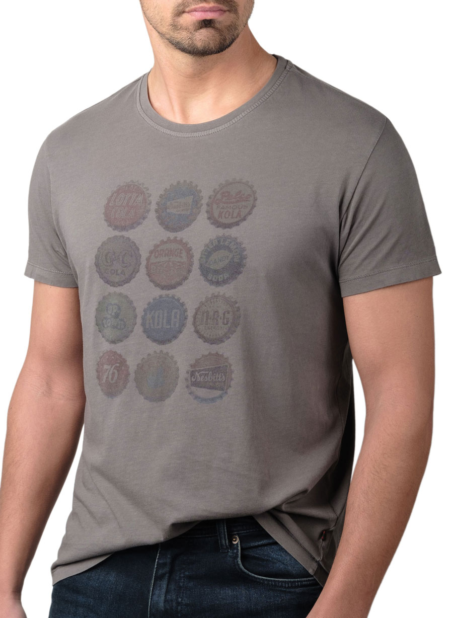 MEN'S T-SHIRT ΚΟΝΤΟ ΜΑΝΙΚΙ MANETTI CASUAL  GREY