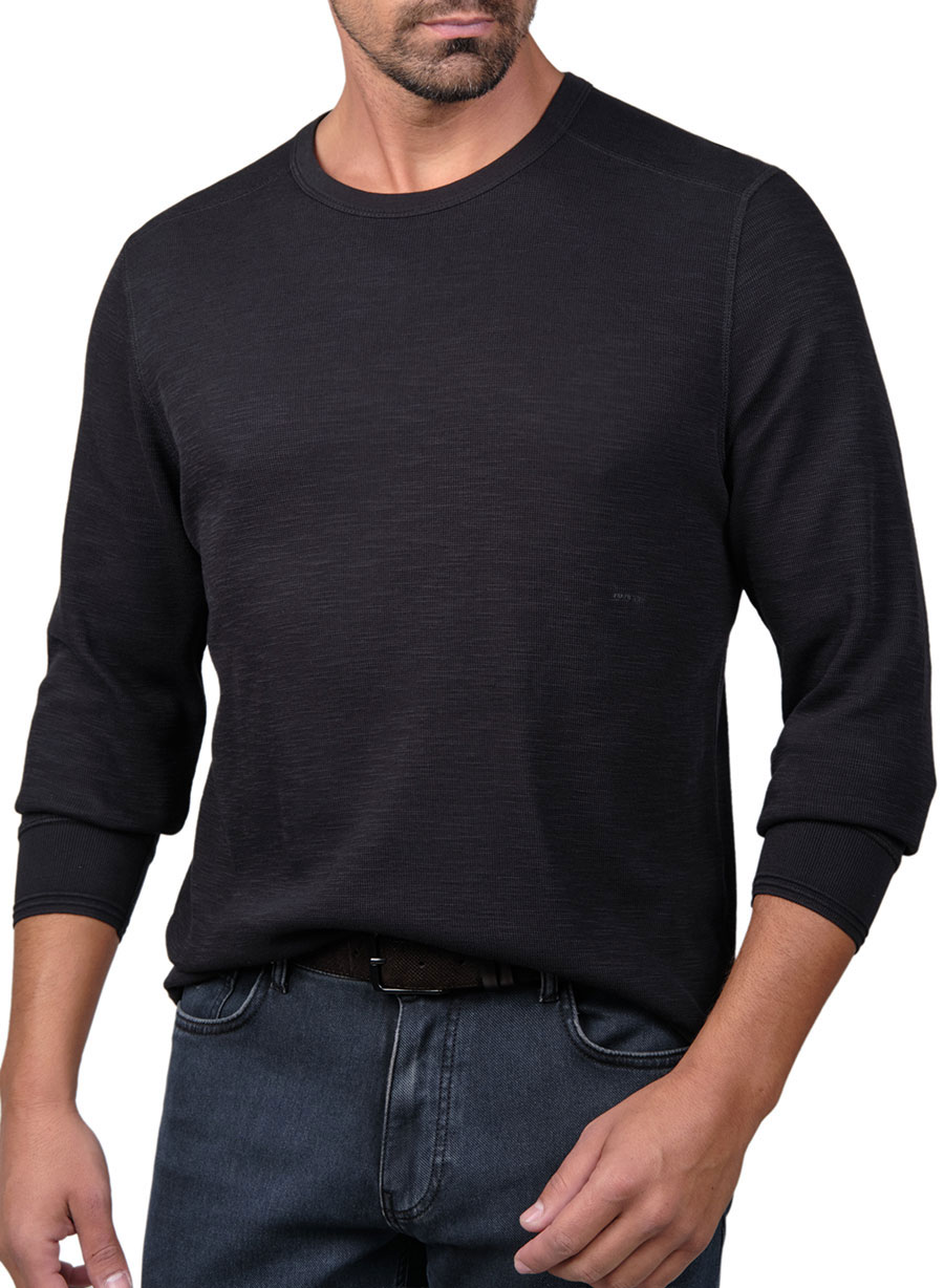 MEN'S TSHIRT WAFFLE MANETTI CASUAL  BLACK