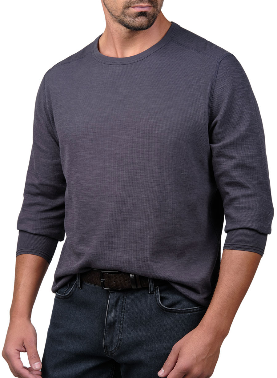 MEN'S TSHIRT WAFFLE MANETTI CASUAL  GREY INDIGO