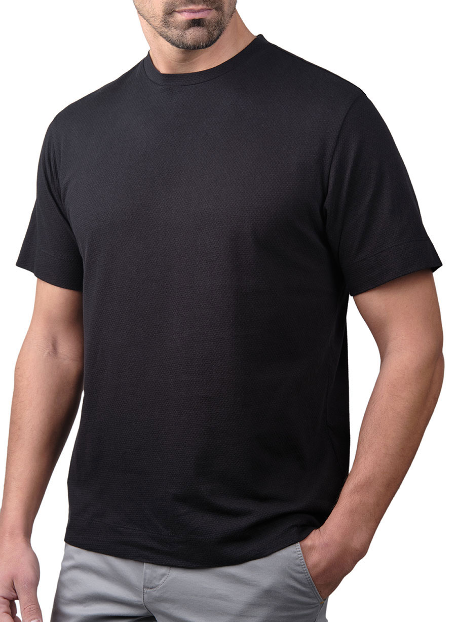 MEN'S T-SHIRT WAFFLE MANETTI CASUAL  BLACK