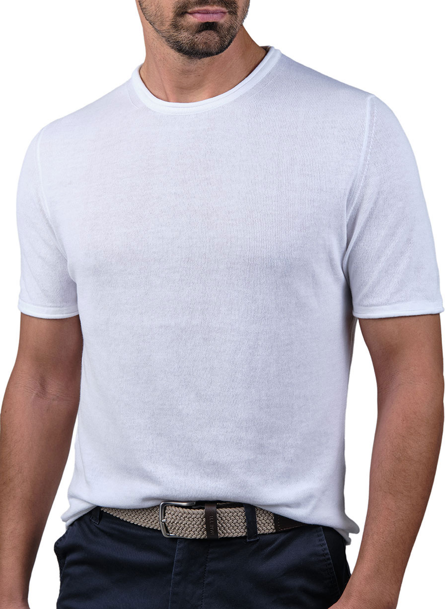 Ανδρικό πλεκτό tshirt manetti casual white