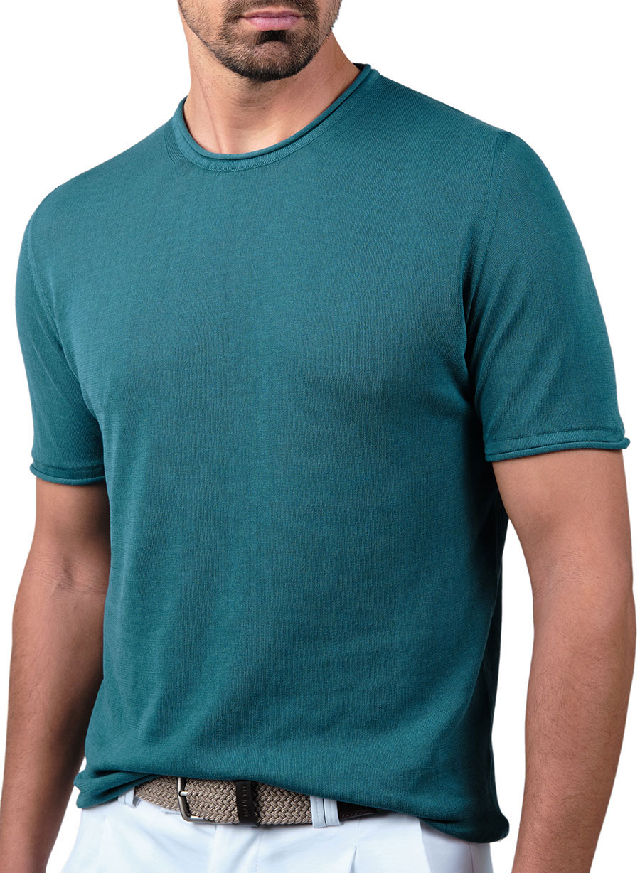 MEN'S ΠΛΕΚΤΟ TSHIRT MANETTI CASUAL  PETROL