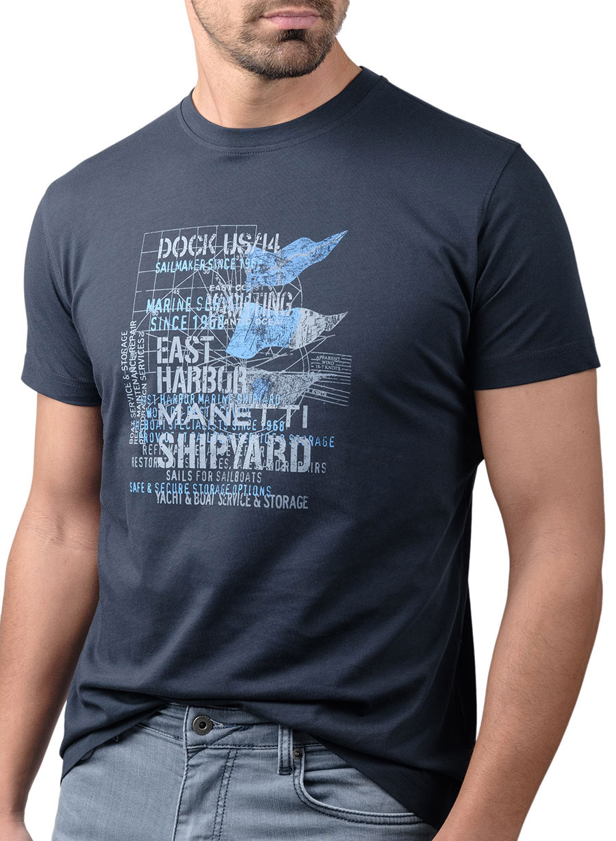 Ανδρικό T-shirt κοντό μανίκι Manetti casual blue