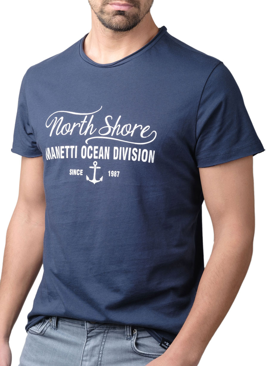 Ανδρικό T-shirt κοντό μανίκι Manetti casual blue