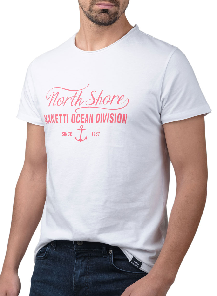 Ανδρικό T-shirt κοντό μανίκι Manetti casual white