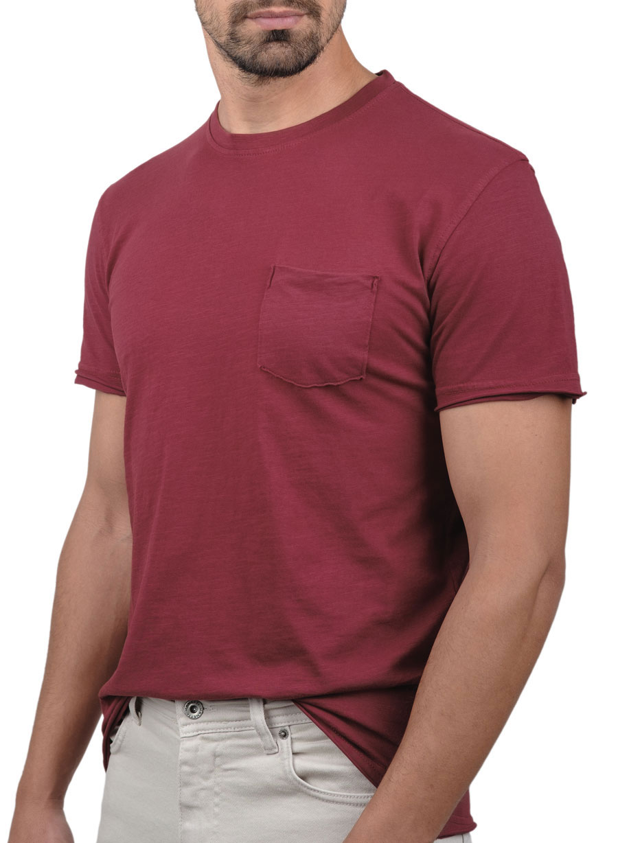 Ανδρικό T-shirt κοντό μανίκι Manetti casual burgundy