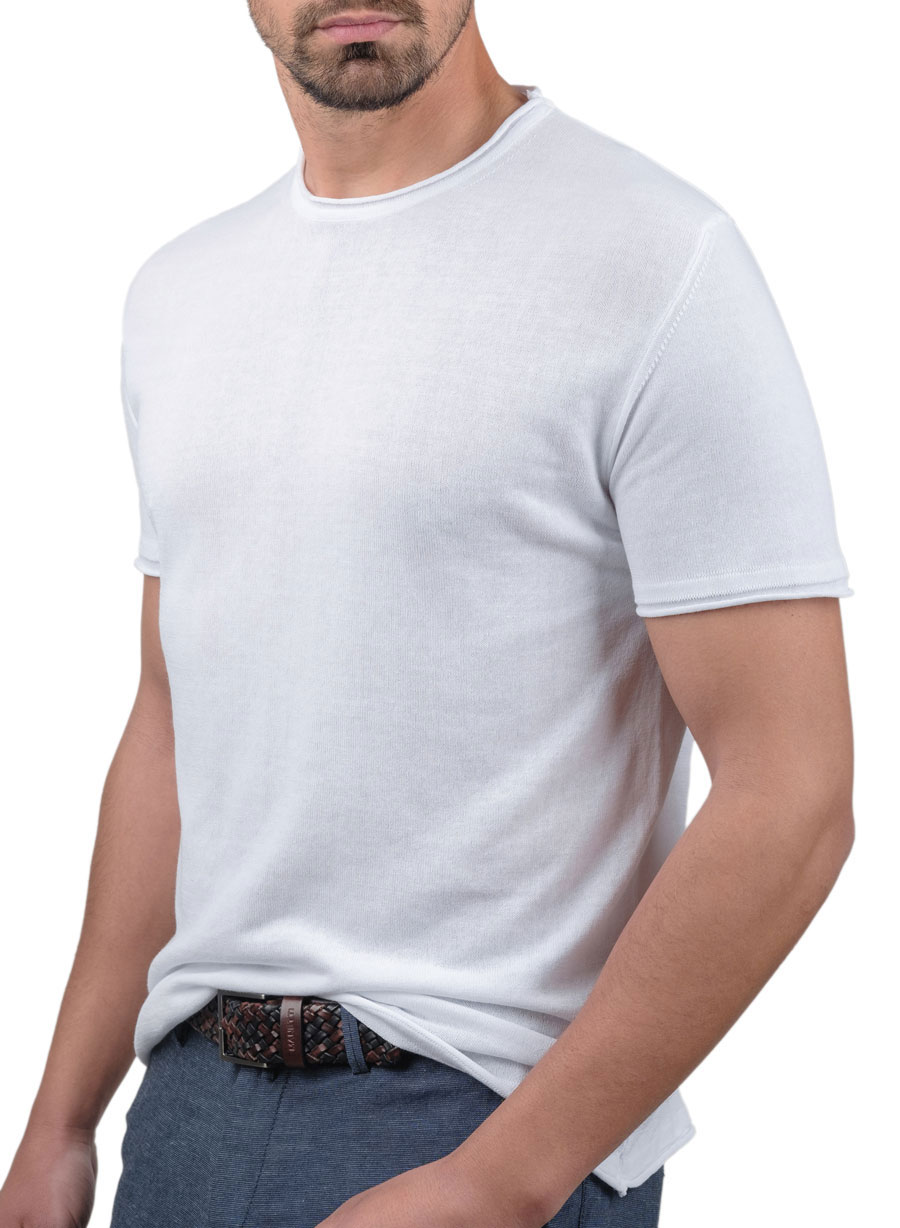 Ανδρικό πλεκτό tshirt manetti casual white