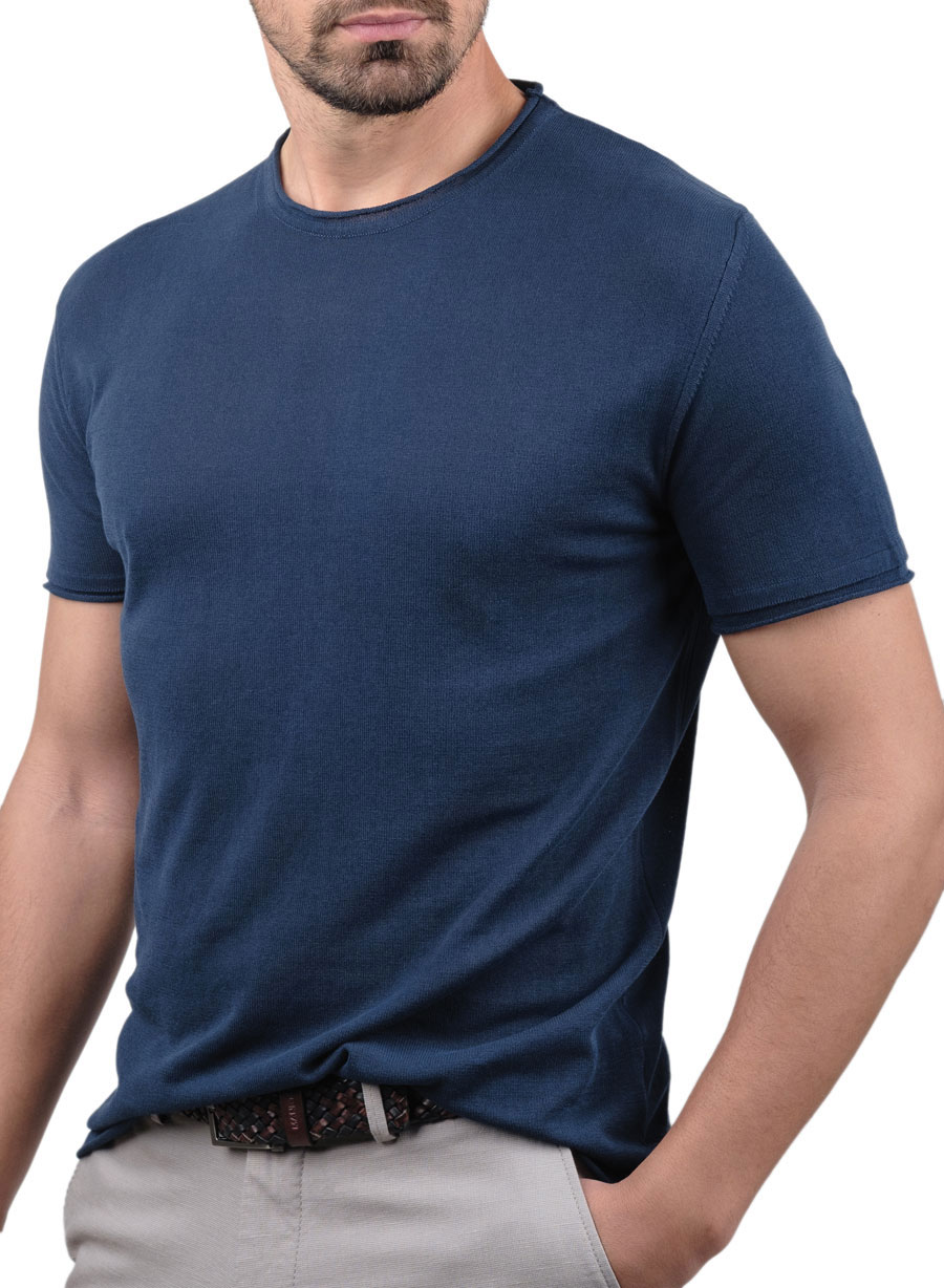 Ανδρικό πλεκτό tshirt manetti casual blue
