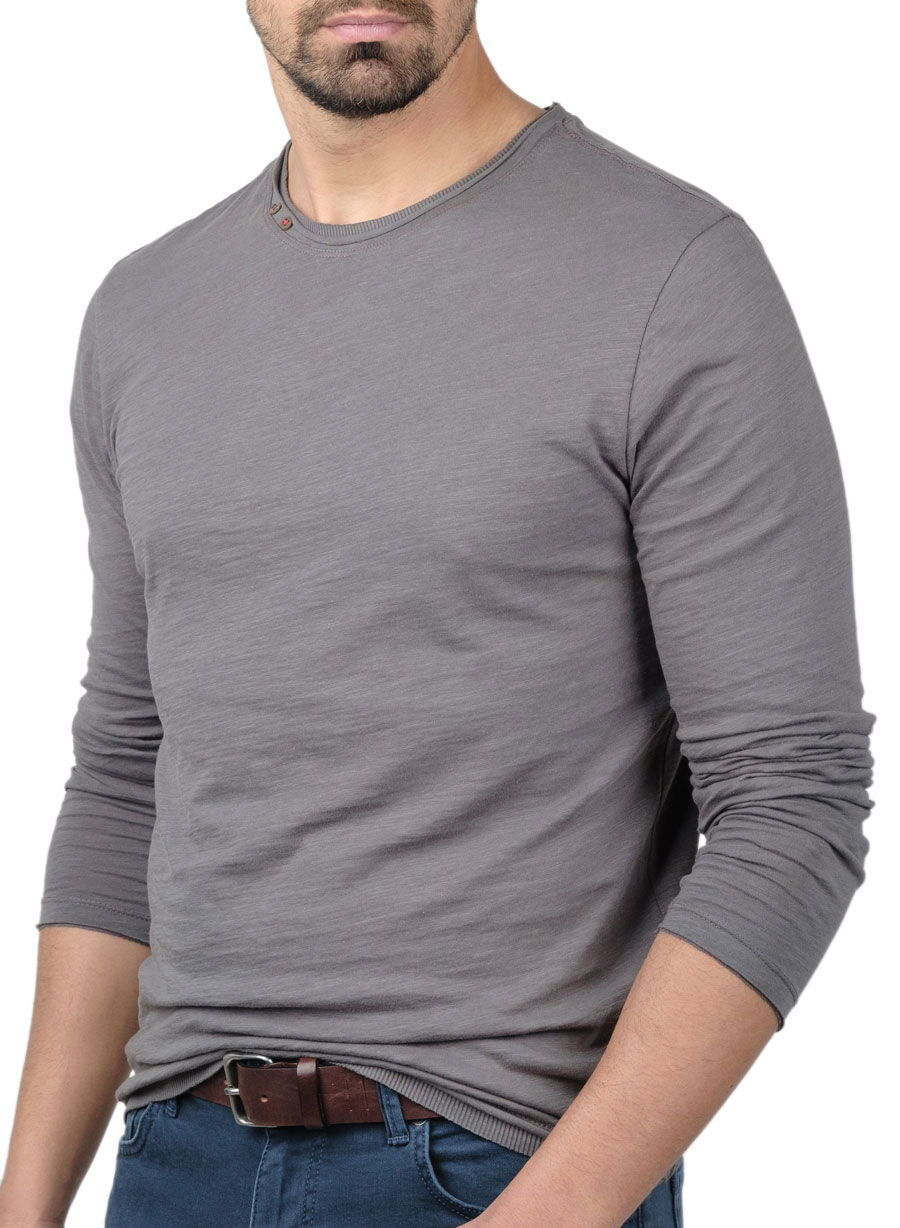 MEN'S ΜΠΛΟΥΖΑ ΜΑΚΡΥ ΜΑΝΙΚΙ ΜΑΝΕΤΤΙ CASUAL  GREY