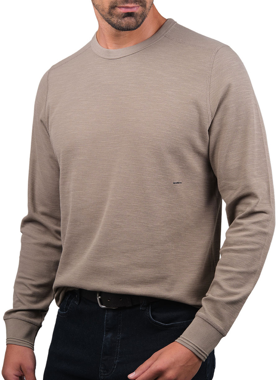 Ανδρικό T-shirt μακρυ μανικι Manetti casual beige