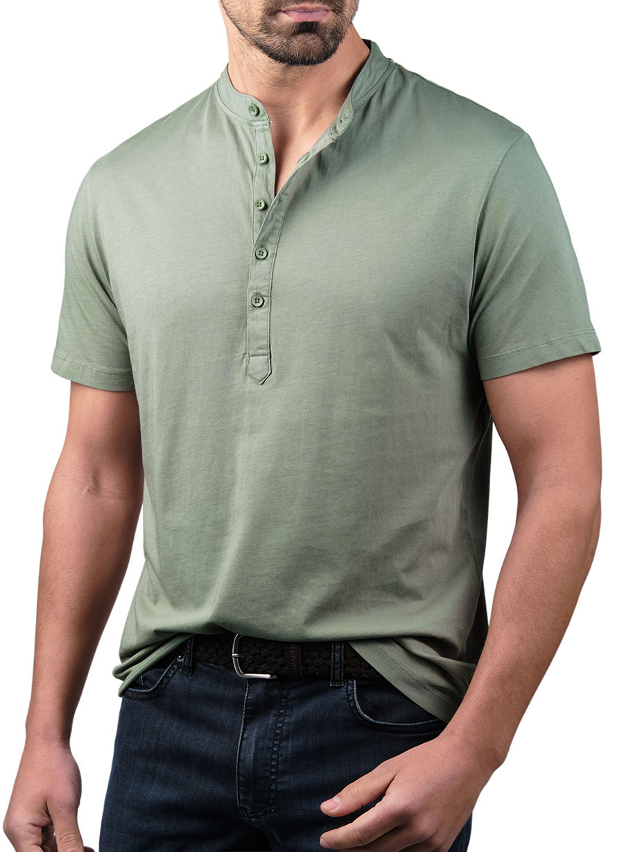 Ανδρικό Henley garment dye Manetti casual khaki