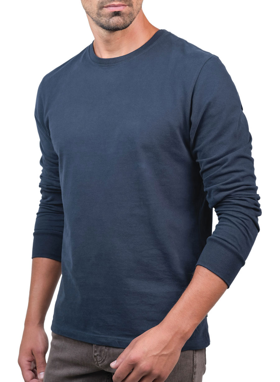 MEN'S ΜΠΛΟΥΖΑ ΜΑΚΡΥ ΜΑΝΙΚΙ ΜΑΝΕΤΤΙ CASUAL  BLUE