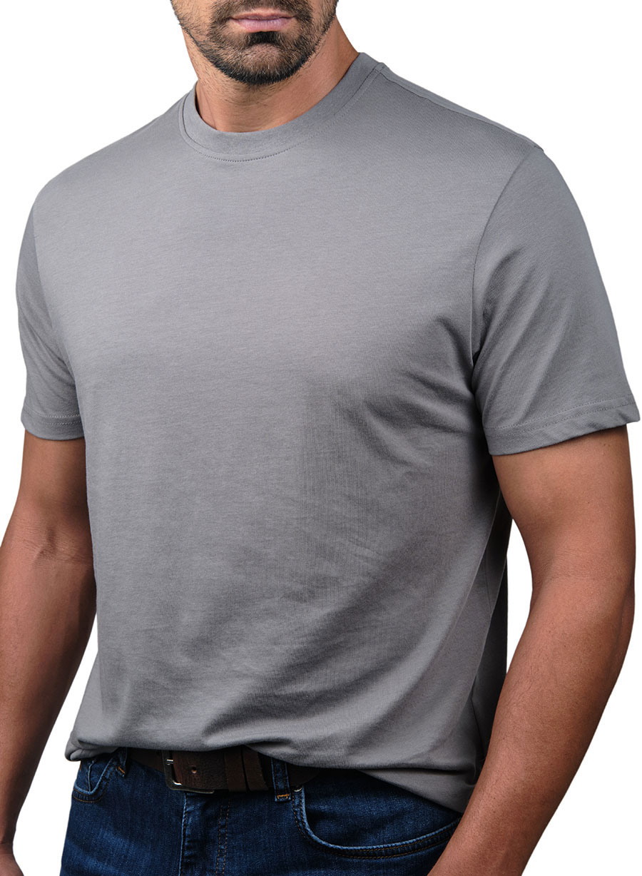 MEN'S T-SHIRT ΚΟΝΤΟ ΜΑΝΙΚΙ MANETTI CASUAL  GREY