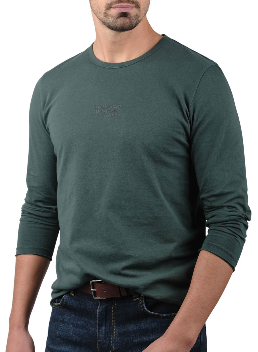 Ανδρικό Μπλούζα μακρύ μανίκι Manetti casual dark green T-SHIRT