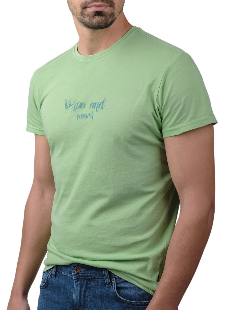 MEN'S T-SHIRT ΚΟΝΤΟ ΜΑΝΙΚΙ MANETTI CASUAL  LIGHT MINT