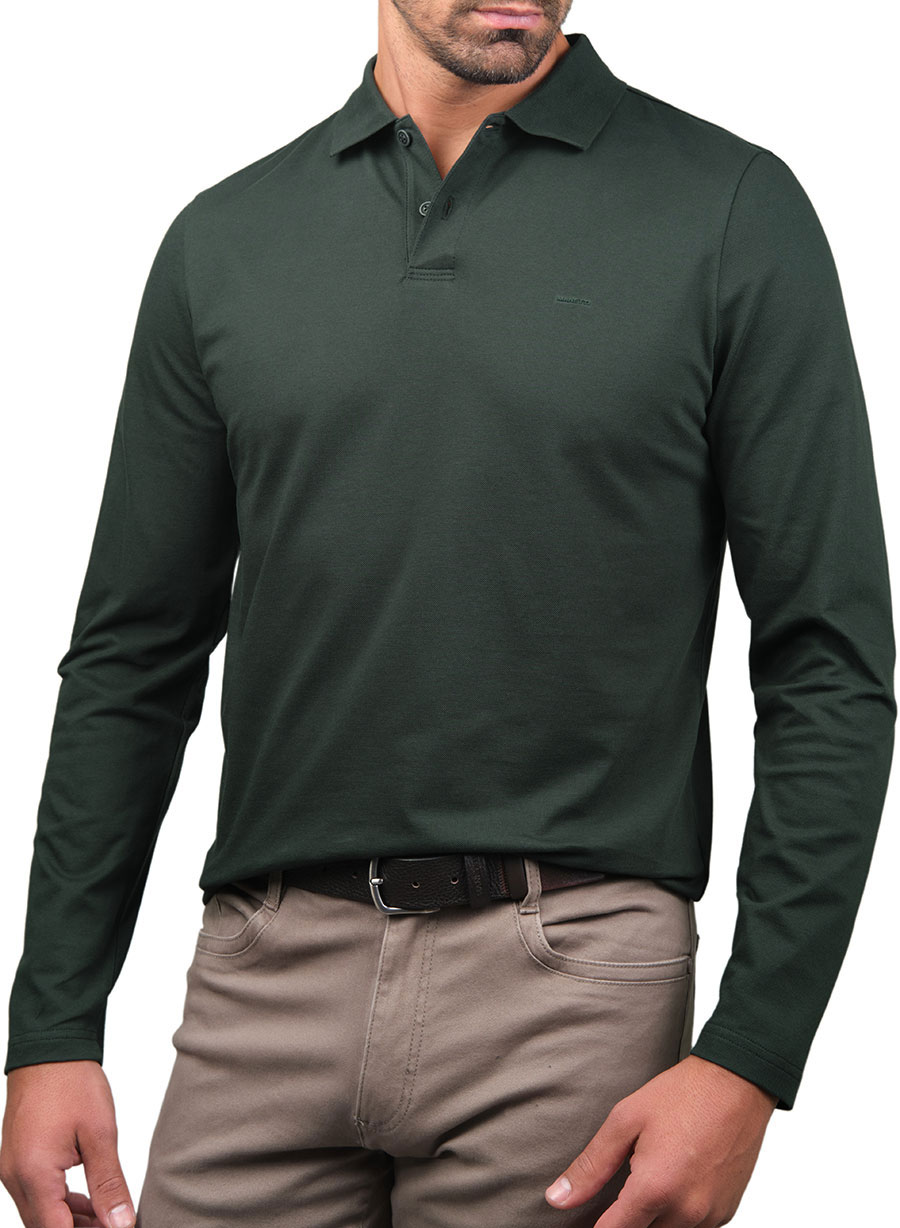 Ανδρικό Polo μακρύ μανίκι Manetti casual green