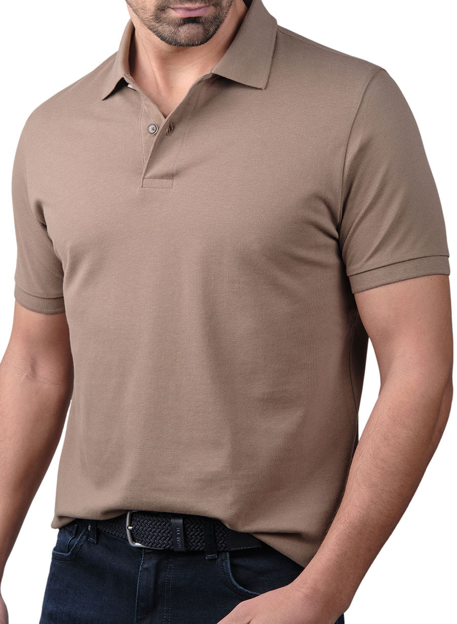 MEN'S MANETTI POLO CASUAL  LIGHT BROWN