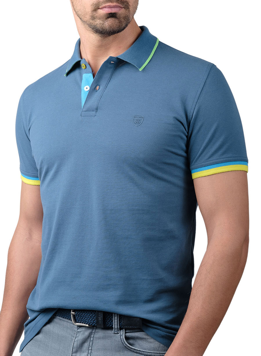 Ανδρικό Polo Manetti casual light blue