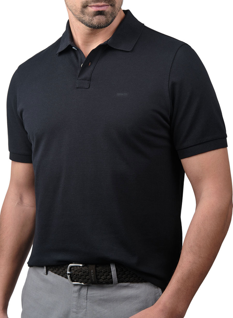 Ανδρικό Polo πικέ Manetti casual black
