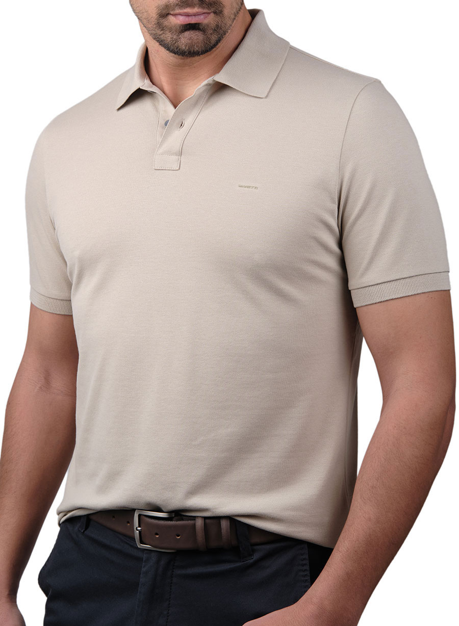 Ανδρικό Polo πικέ Manetti casual beige