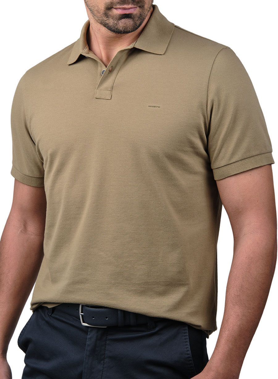 Ανδρικό Polo πικέ Manetti casual sahara beige