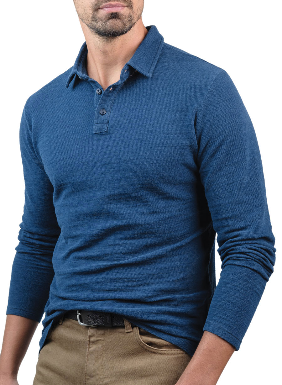 MEN'S ΠΙΚΕ INDIGO POLO MANETTI CASUAL  DENIM BLUE