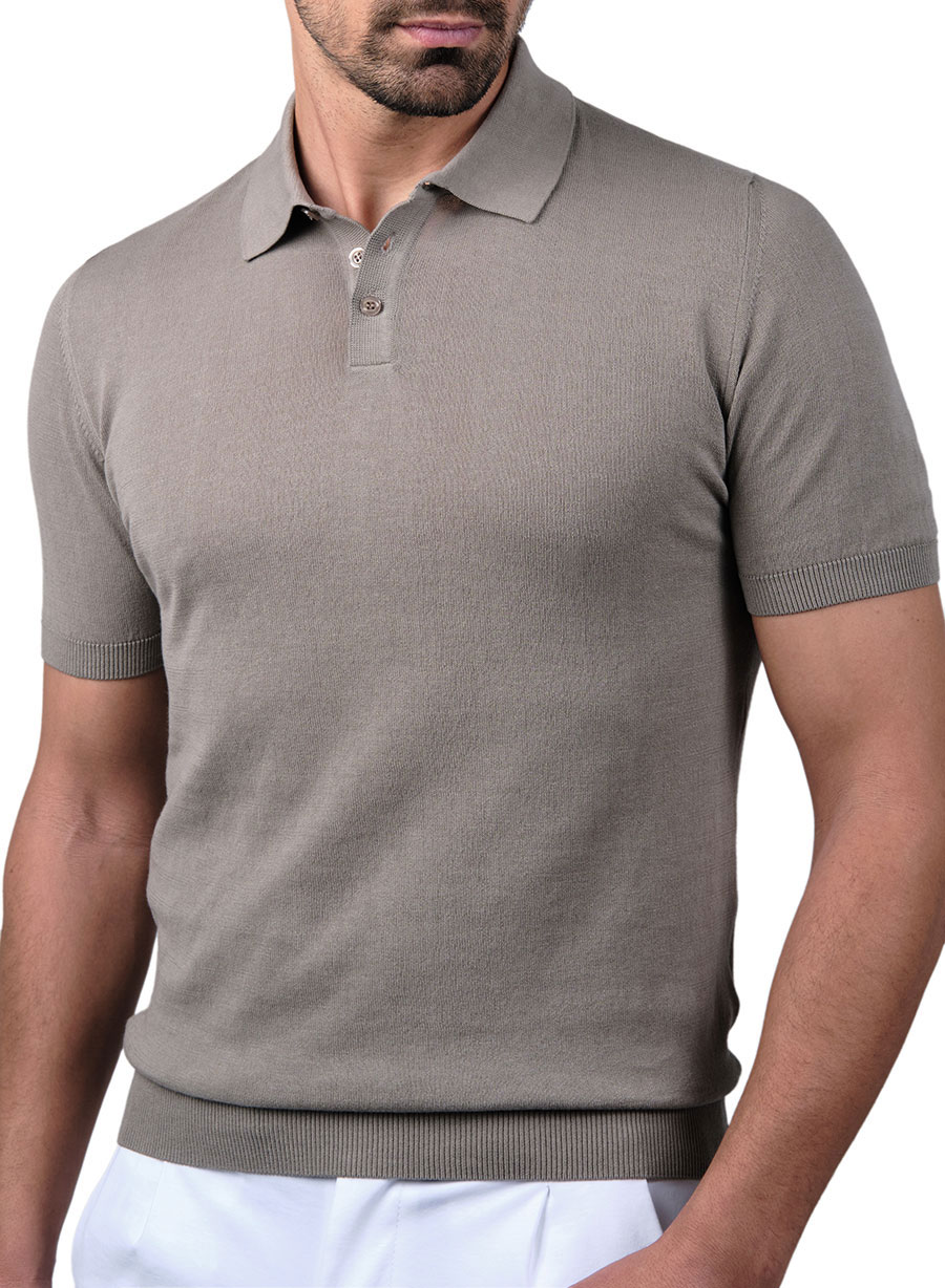 MEN'S MANETTI KNITTED POLO CASUAL  DESERT