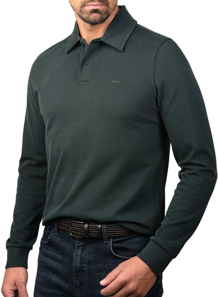 Ανδρικό Polo μακρύ μανίκι Manetti casual dark green
