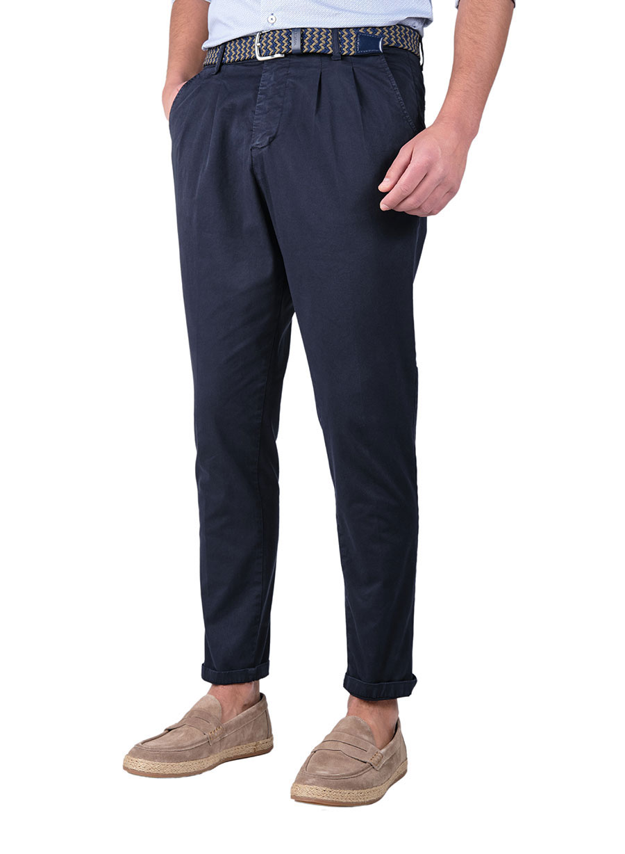 Ανδρικό Παντελόνι Δίπιετο Manetti casual navy blue