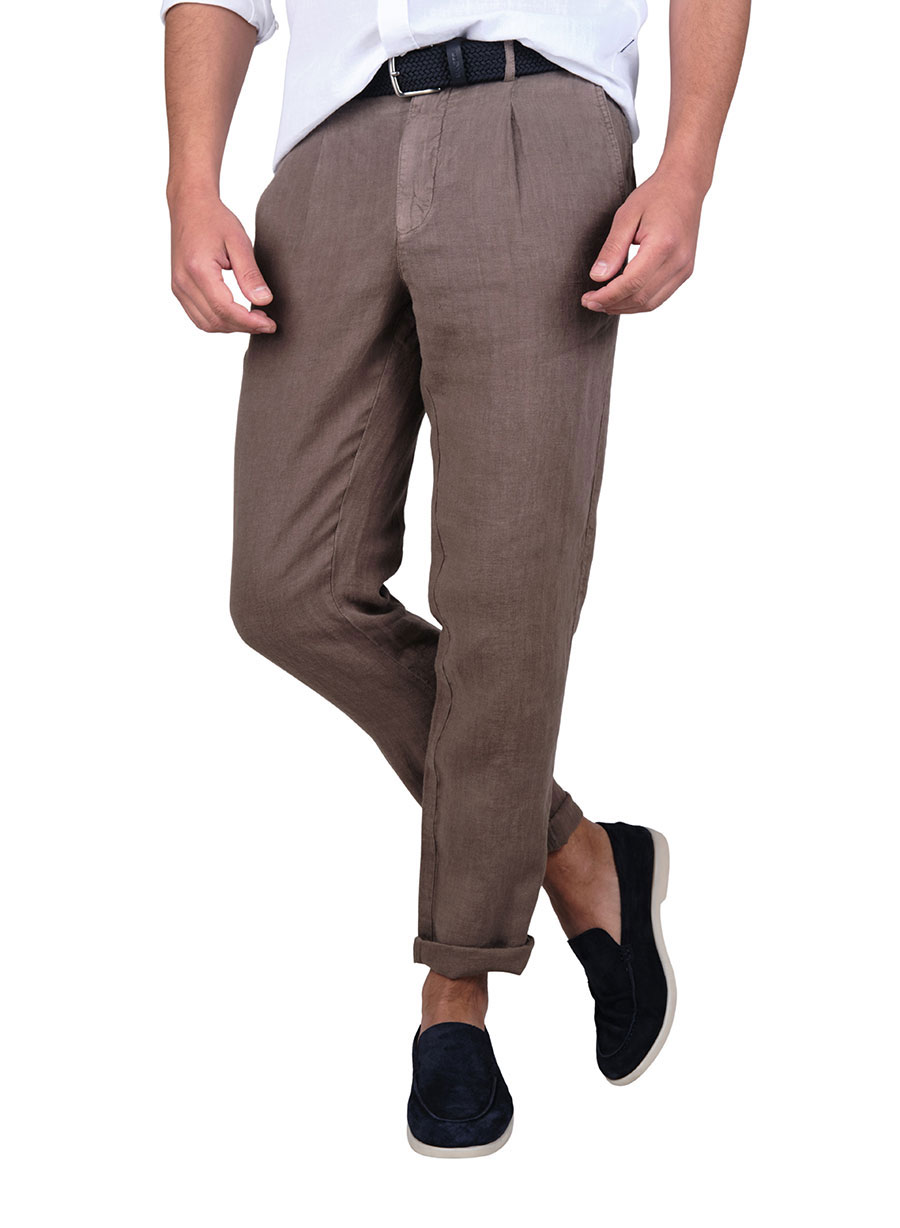 Ανδρικό Παντελόνι chinos Manetti casual fango