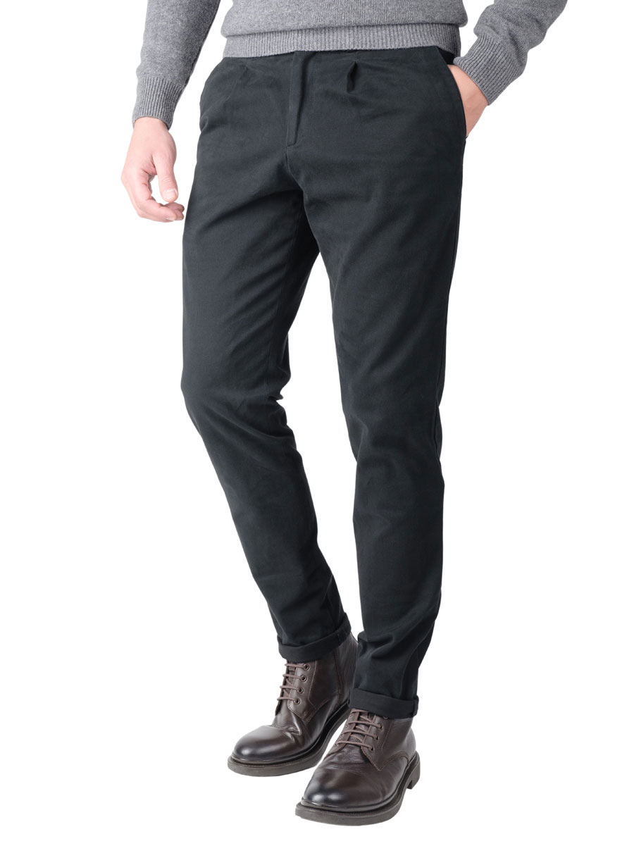 Ανδρικό Παντελονι chinos με πιέτες casual black CHINOS