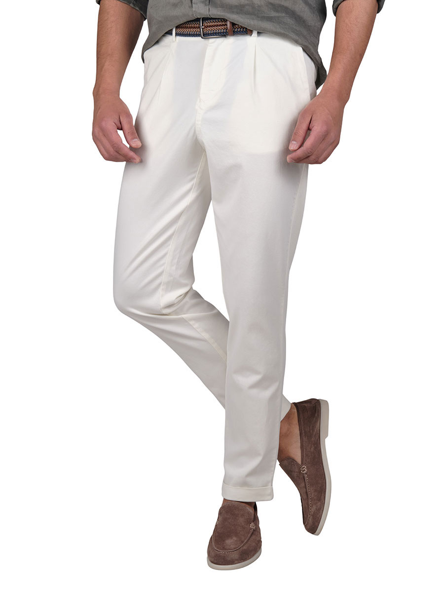 Ανδρικό Παντελόνι chinos Manetti casual white
