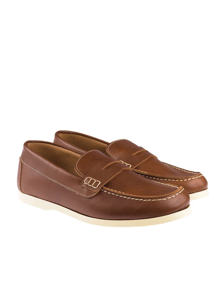 Ανδρικό Δερμάτινο μοκασίνι Manetti casual light brown