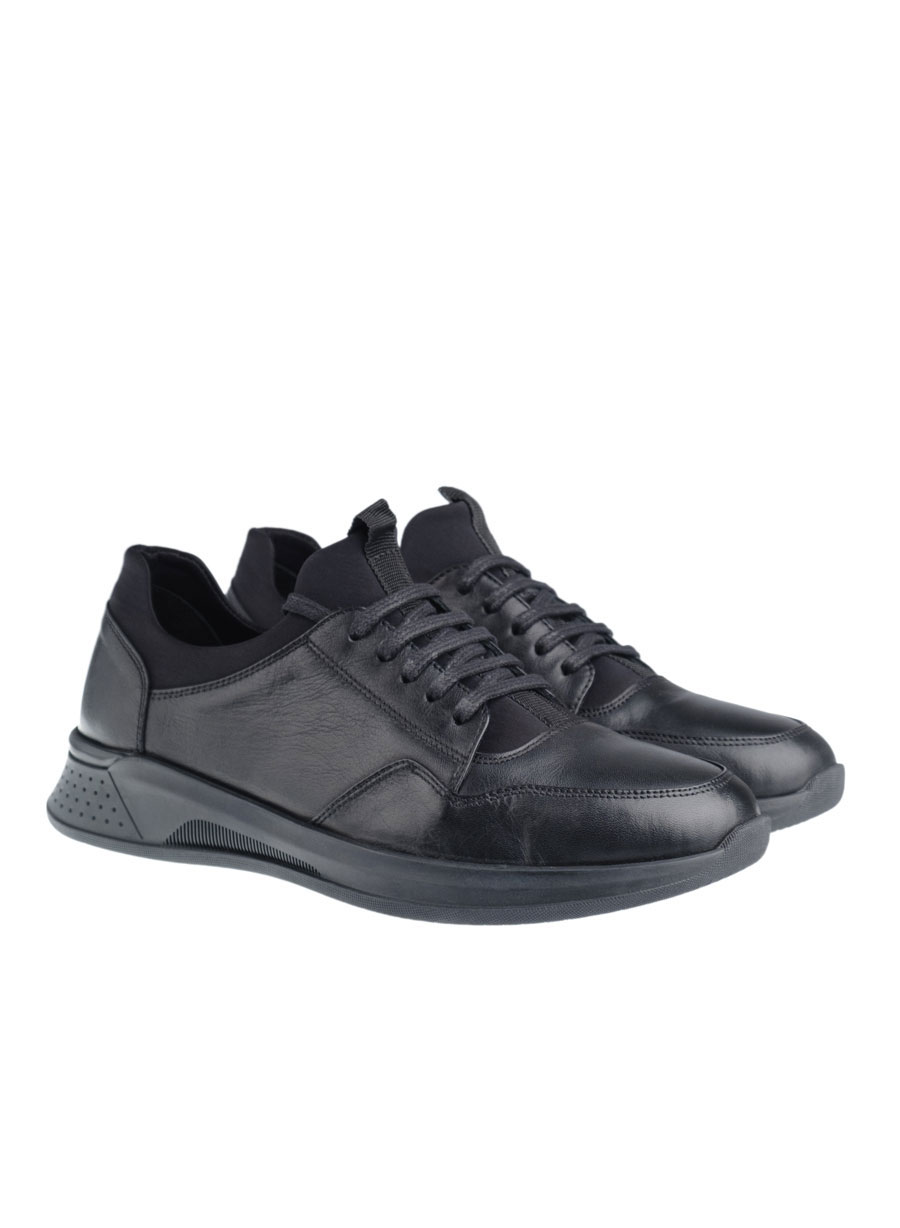 Ανδρικό Δερμάτινο sneaker Manetti casual black ΠΑΠΟΥΤΣΙ