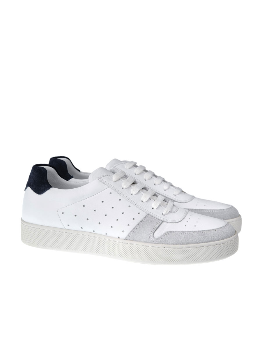 Ανδρικό Δερμάτινο sneaker Manetti casual white navy ice