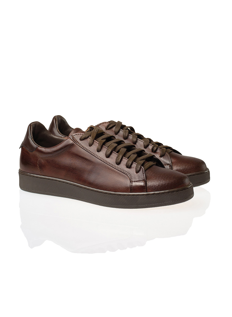 Ανδρικό Δερμάτινο sneaker Manetti casual old brown