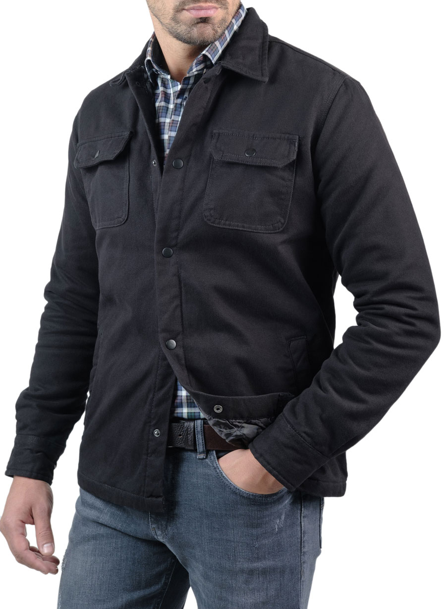 Ανδρικό Shirt Jacket Manetti casual black SHIRT JACKET