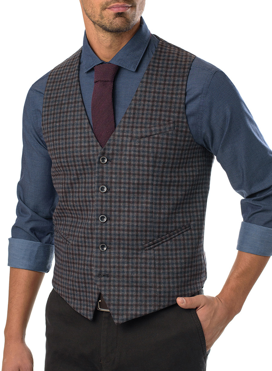 MEN'S MANETTI VEST CASUAL  GREY BLUE COMBO